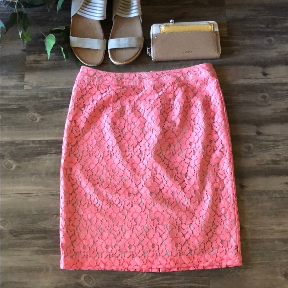 Apt 9 Coral Pink Lace Covered Pencil Skirt size 4